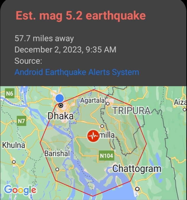 রাজধানীসহ বিভিন্ন স্থানে ৫.২ মাত্রার ভূমিকম্প