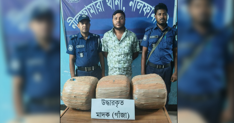 পুলিশি অভিযানে ১৫ কেজি গাঁজাসহ মাদক কারবারি গ্রেপ্তার
