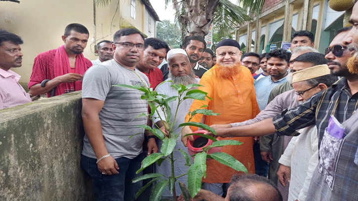 মোকনা ইউনিয়নে লিফলেট বিতরণ ও বৃক্ষ রোপন করেন  বিএনপি নেতা লাভলু 